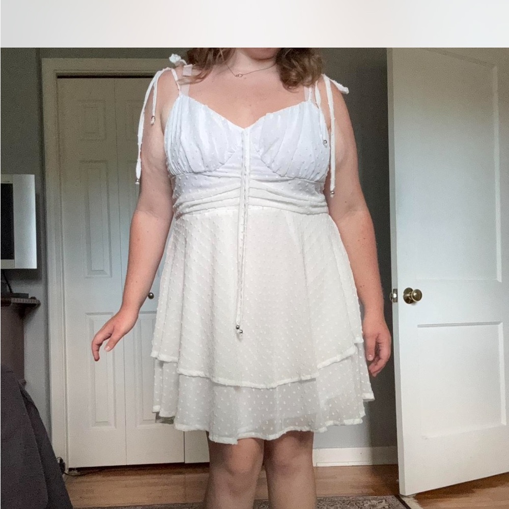 Chic White Layered Mini Dress